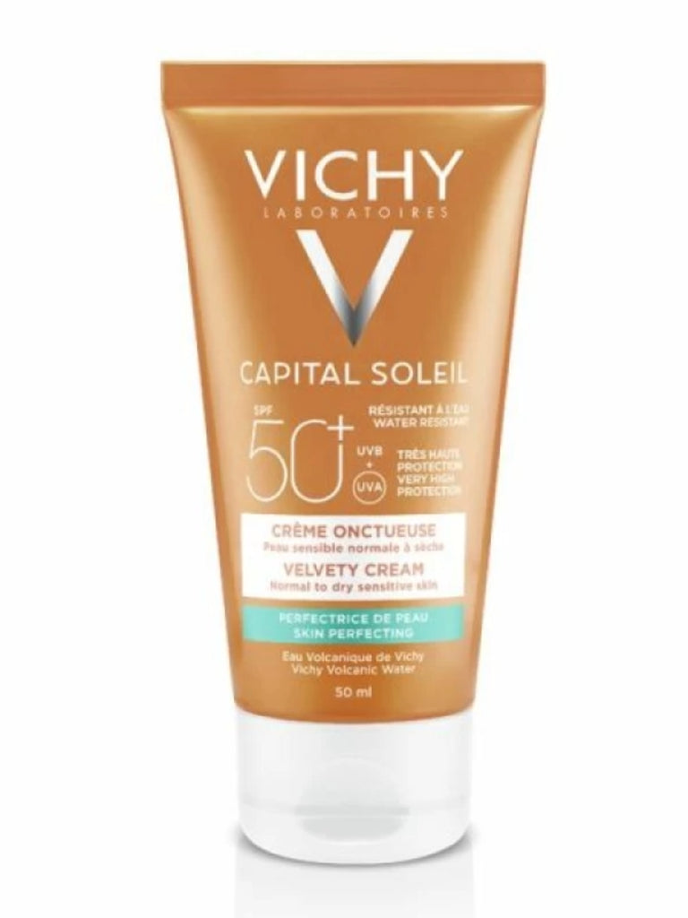 Vichy Capital Soleil Velvety Sun Cream Skin Perfecting Water Resistant SPF50 50ml Invisible